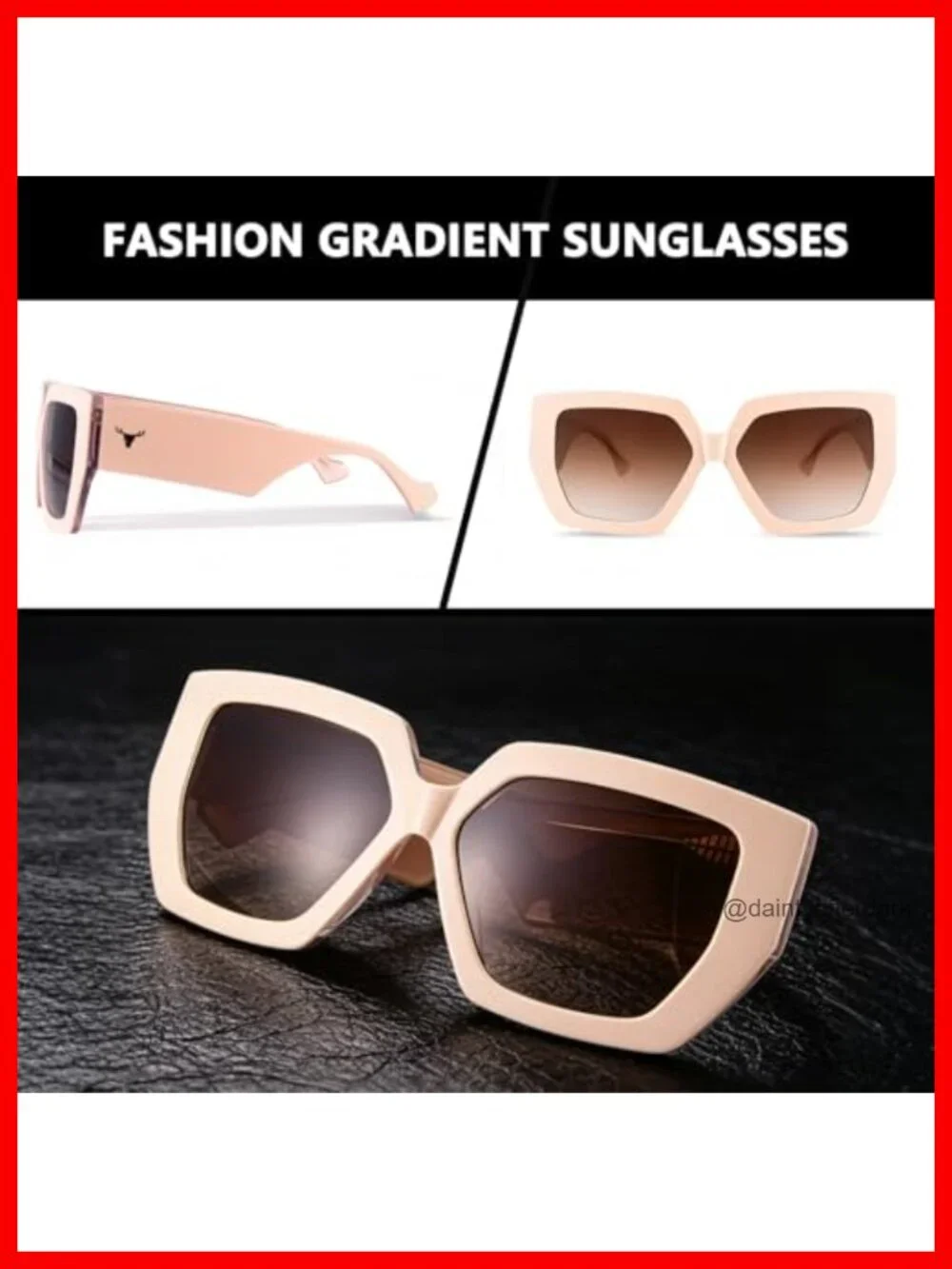 Oversized Polarized Sunglasses Women UV400 Acetate Nylon Lens Square